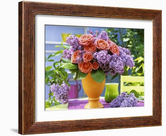 Arrangement of Roses and Lilac-Friedrich Strauss-Framed Photographic Print