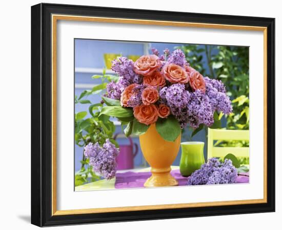 Arrangement of Roses and Lilac-Friedrich Strauss-Framed Photographic Print