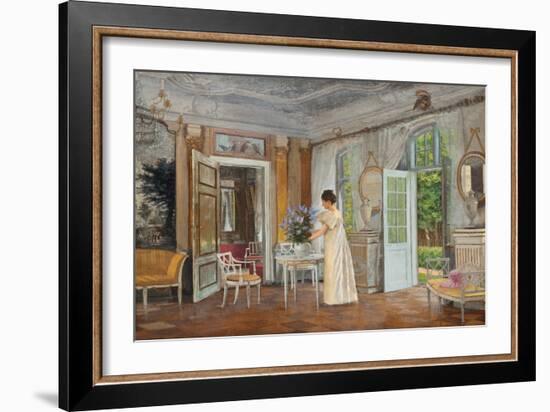 Arranging Summer Blooms, 1899 (Oil on Canvas)-Adolf Heinrich Hansen-Framed Giclee Print