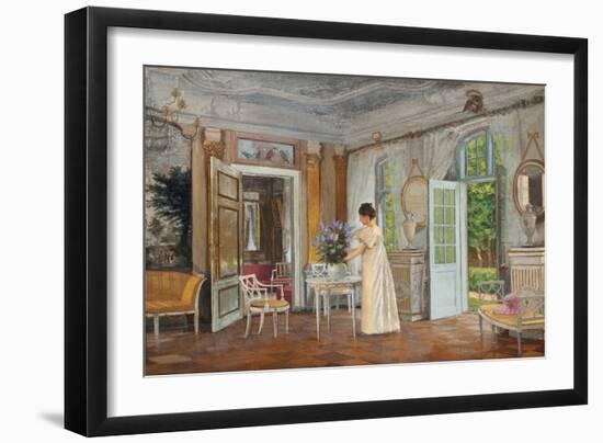 Arranging Summer Blooms, 1899 (Oil on Canvas)-Adolf Heinrich Hansen-Framed Giclee Print