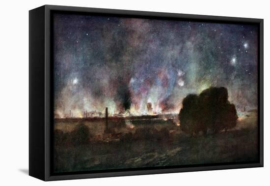 Arras on Fire at At Night, France, July 1915-Francois Flameng-Framed Premier Image Canvas