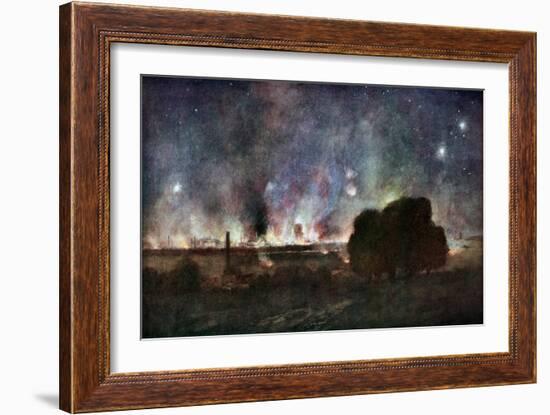 Arras on Fire at At Night, France, July 1915-Francois Flameng-Framed Giclee Print