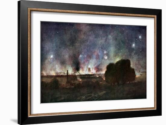 Arras on Fire at At Night, France, July 1915-Francois Flameng-Framed Giclee Print