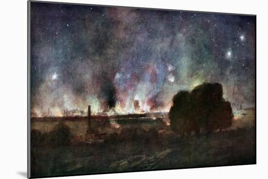 Arras on Fire at At Night, France, July 1915-Francois Flameng-Mounted Giclee Print