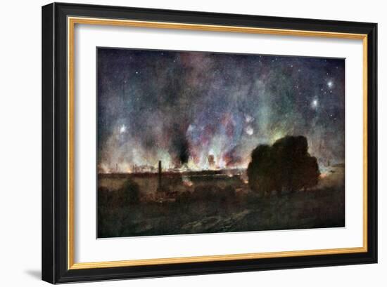 Arras on Fire at At Night, France, July 1915-Francois Flameng-Framed Giclee Print