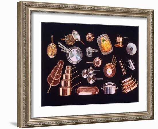 Array of Pots and Pans Used for Cooking Incl. a Baking Dish for Turkey-John Dominis-Framed Photographic Print