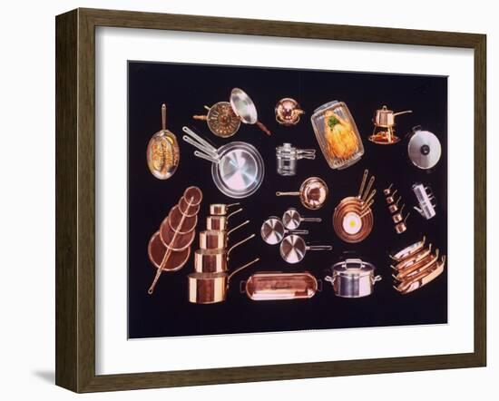 Array of Pots and Pans Used for Cooking Incl. a Baking Dish for Turkey-John Dominis-Framed Photographic Print