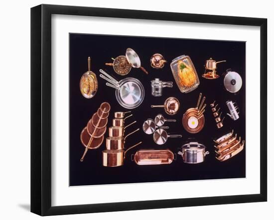 Array of Pots and Pans Used for Cooking Incl. a Baking Dish for Turkey-John Dominis-Framed Photographic Print