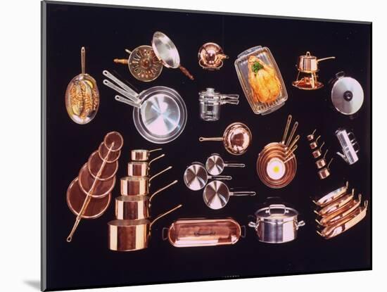 Array of Pots and Pans Used for Cooking Incl. a Baking Dish for Turkey-John Dominis-Mounted Photographic Print