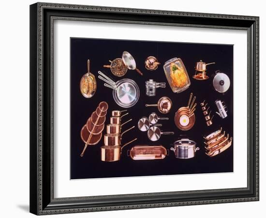 Array of Pots and Pans Used for Cooking Incl. a Baking Dish for Turkey-John Dominis-Framed Photographic Print