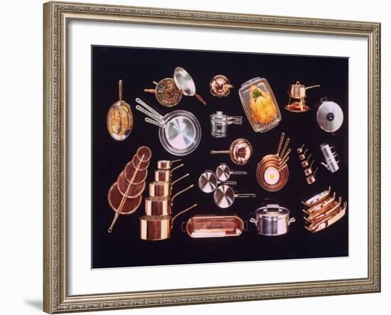 Array of Pots and Pans Used for Cooking Incl. a Baking Dish for Turkey-John Dominis-Framed Photographic Print