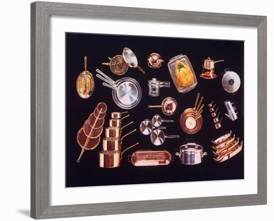 Array of Pots and Pans Used for Cooking Incl. a Baking Dish for Turkey-John Dominis-Framed Photographic Print