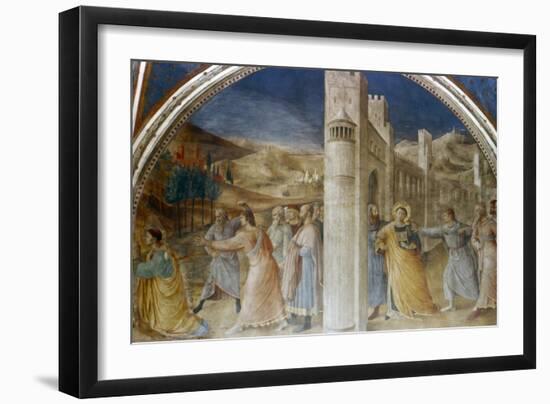 Arrest and Stoning of St Stephen, Mid 15th Century-Fra Angelico-Framed Giclee Print