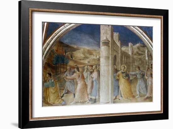 Arrest and Stoning of St Stephen, Mid 15th Century-Fra Angelico-Framed Giclee Print