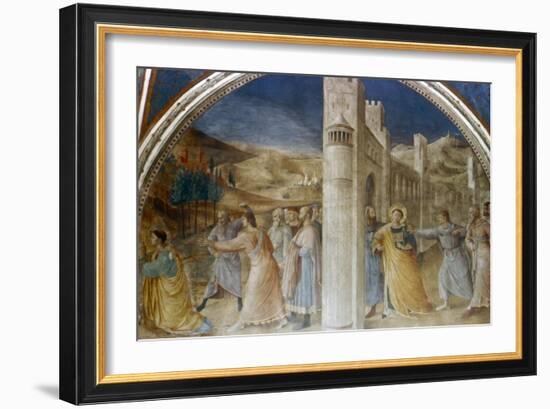 Arrest and Stoning of St Stephen, Mid 15th Century-Fra Angelico-Framed Giclee Print