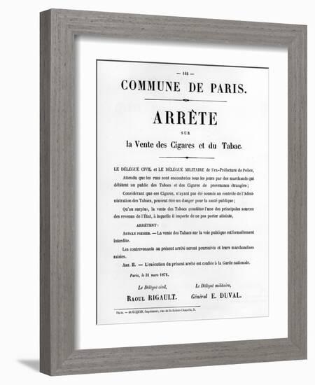 Arrete Sur La Vente Des Cigares Et Du Tabac-null-Framed Giclee Print