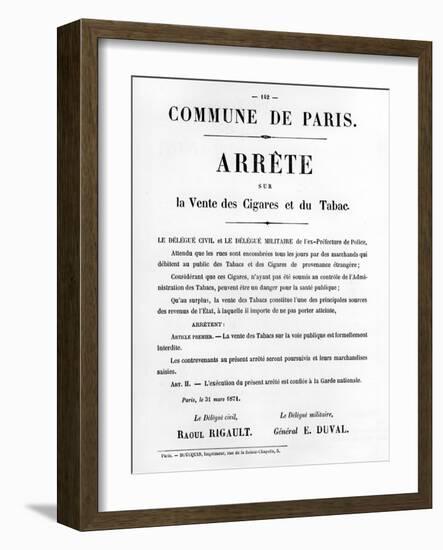 Arrete Sur La Vente Des Cigares Et Du Tabac-null-Framed Giclee Print