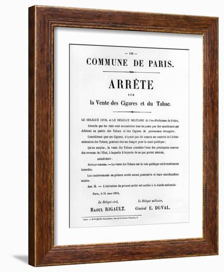 Arrete Sur La Vente Des Cigares Et Du Tabac-null-Framed Giclee Print