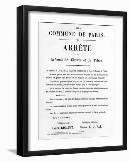 Arrete Sur La Vente Des Cigares Et Du Tabac-null-Framed Giclee Print