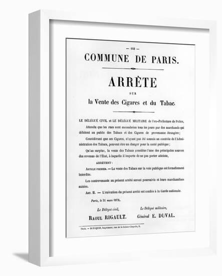 Arrete Sur La Vente Des Cigares Et Du Tabac-null-Framed Giclee Print