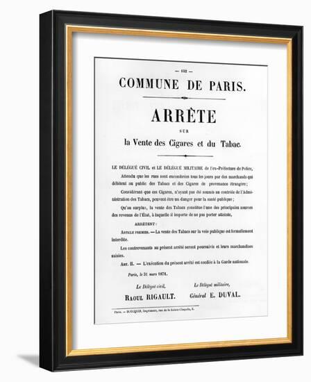 Arrete Sur La Vente Des Cigares Et Du Tabac-null-Framed Giclee Print