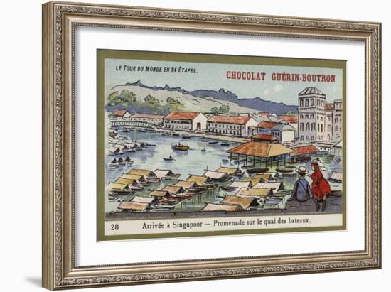 Arrival at Singapore - a Walk Along the Quay-null-Framed Giclee Print