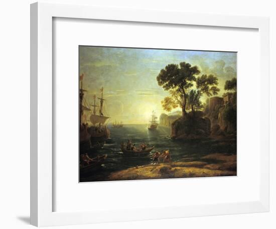 Arrival of Aeneas in Italy, the Dawn of the Roman Empire, (C1620-1680)-Claude Lorraine-Framed Giclee Print