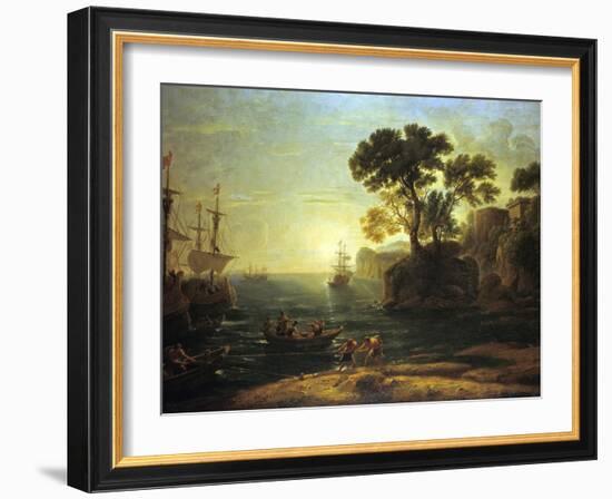 Arrival of Aeneas in Italy, the Dawn of the Roman Empire, (C1620-1680)-Claude Lorraine-Framed Giclee Print