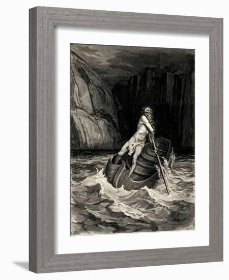 Arrival of Charon, 1857-Gustave Doré-Framed Giclee Print