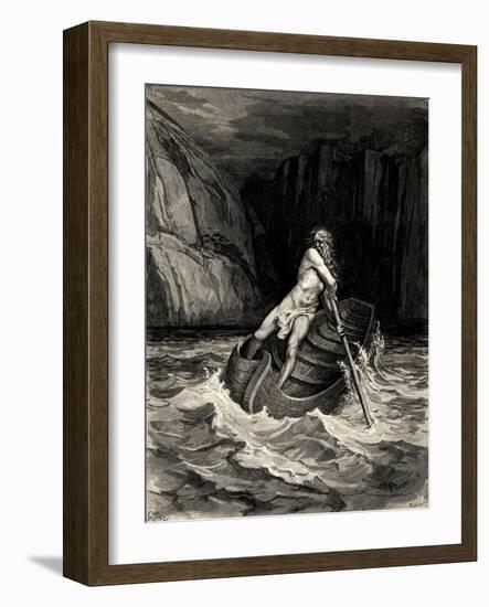 Arrival of Charon, 1857-Gustave Doré-Framed Giclee Print