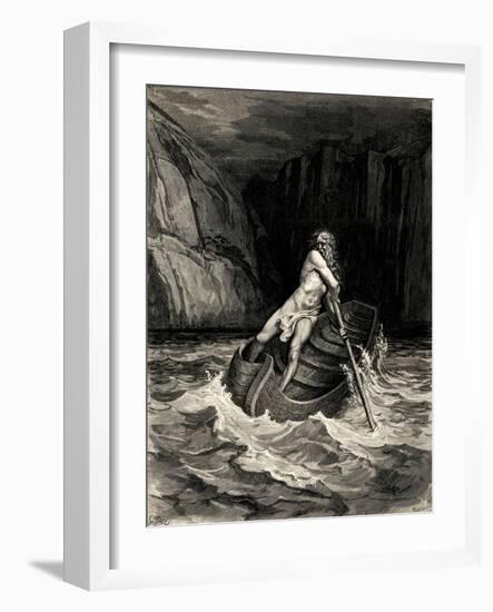 Arrival of Charon, 1857-Gustave Doré-Framed Giclee Print