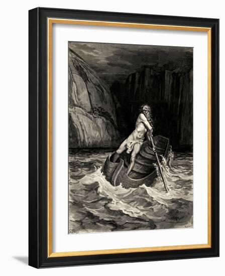 Arrival of Charon, 1857-Gustave Doré-Framed Giclee Print