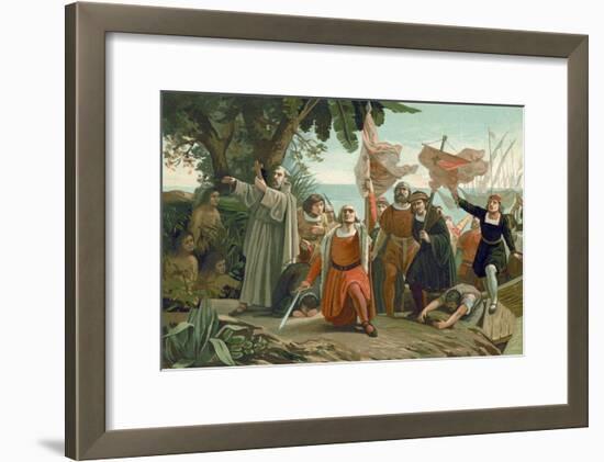 Arrival of Columbus in America, 1492-null-Framed Giclee Print