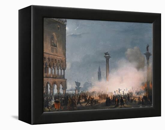 Arrival of Empress Elisabeth of Austria in Venice-Ippolito Caffi-Framed Premier Image Canvas