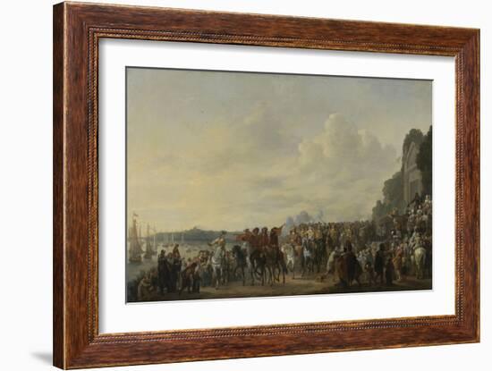 Arrival of Prince William II at the Estate Welna on the Amstel During the Attack on Amsterdam-Johannes Lingelbach-Framed Art Print