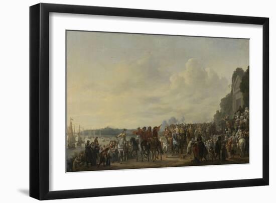 Arrival of Prince William II at the Estate Welna on the Amstel During the Attack on Amsterdam-Johannes Lingelbach-Framed Art Print