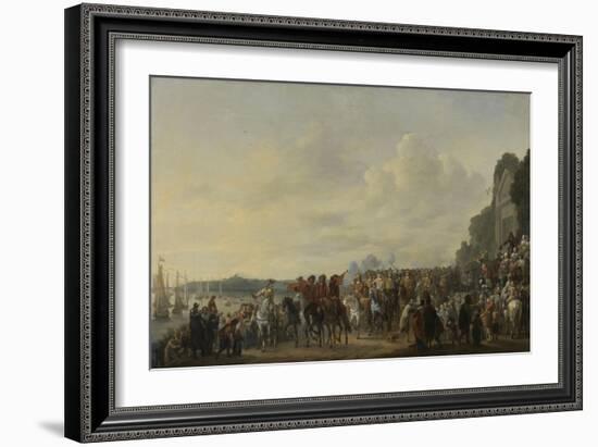 Arrival of Prince William II at the Estate Welna on the Amstel During the Attack on Amsterdam-Johannes Lingelbach-Framed Art Print