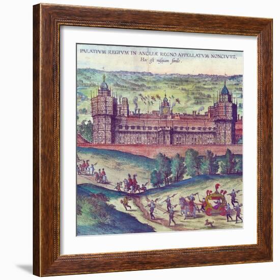 Arrival of Queen Elizabeth I at Nonsuch Palace, 1598 (Detail)-Joris Hoefnagel-Framed Giclee Print