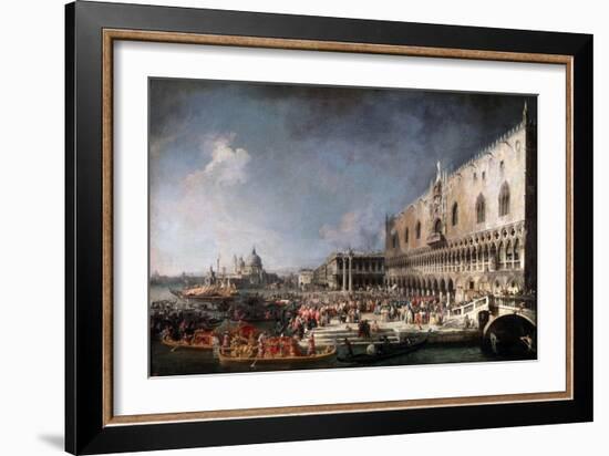 Arrival of the French Ambassador in Venice, 1725-1726-Canaletto-Framed Giclee Print