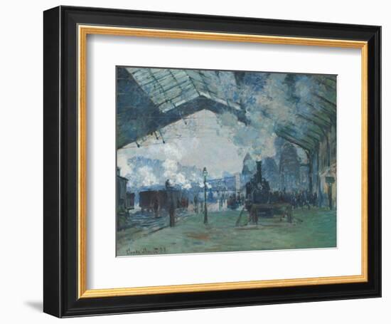 Arrival of the Normandy Train, Gare Saint-Lazare, 1877-Claude Monet-Framed Art Print