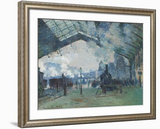 Arrival of the Normandy Train, Gare Saint-Lazare, 1877-Claude Monet-Framed Premium Giclee Print