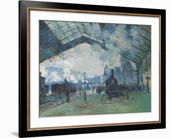 Arrival of the Normandy Train, Gare Saint-Lazare, 1877-Claude Monet-Framed Premium Giclee Print