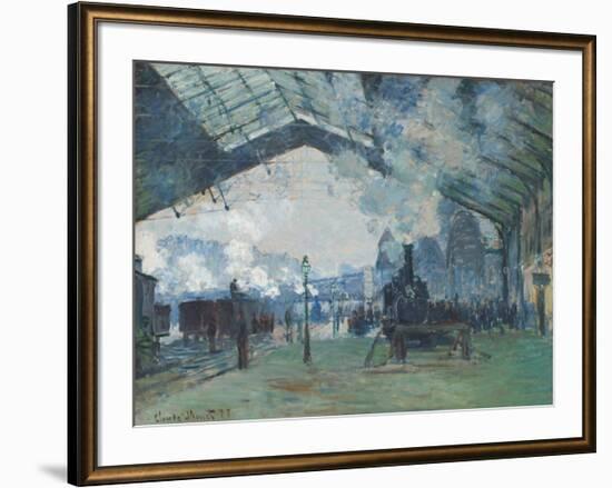 Arrival of the Normandy Train, Gare Saint-Lazare, 1877-Claude Monet-Framed Premium Giclee Print