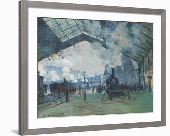 Arrival of the Normandy Train, Gare Saint-Lazare, 1877-Claude Monet-Framed Premium Giclee Print