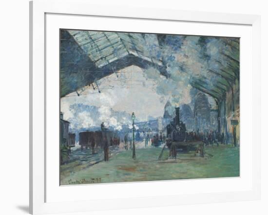 Arrival of the Normandy Train, Gare Saint-Lazare, 1877-Claude Monet-Framed Premium Giclee Print