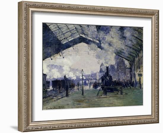 Arrival of the Normandy Train, Gare Saint-Lazare, 1877-Claude Monet-Framed Art Print