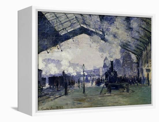 Arrival of the Normandy Train, Gare Saint-Lazare, 1877-Claude Monet-Framed Stretched Canvas