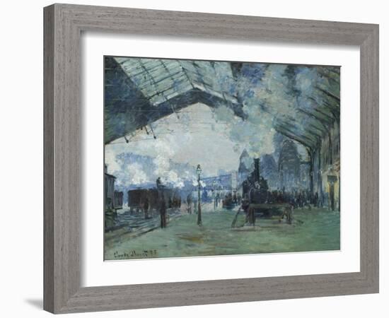 Arrival of the Normandy Train, Gare Saint-Lazare, 1877-Claude Monet-Framed Giclee Print