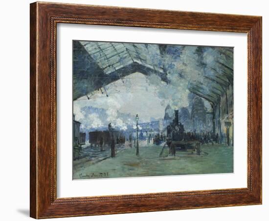 Arrival of the Normandy Train, Gare Saint-Lazare, 1877-Claude Monet-Framed Giclee Print