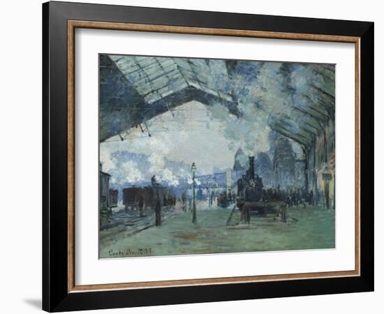 Arrival of the Normandy Train, Gare Saint-Lazare, 1877-Claude Monet-Framed Giclee Print